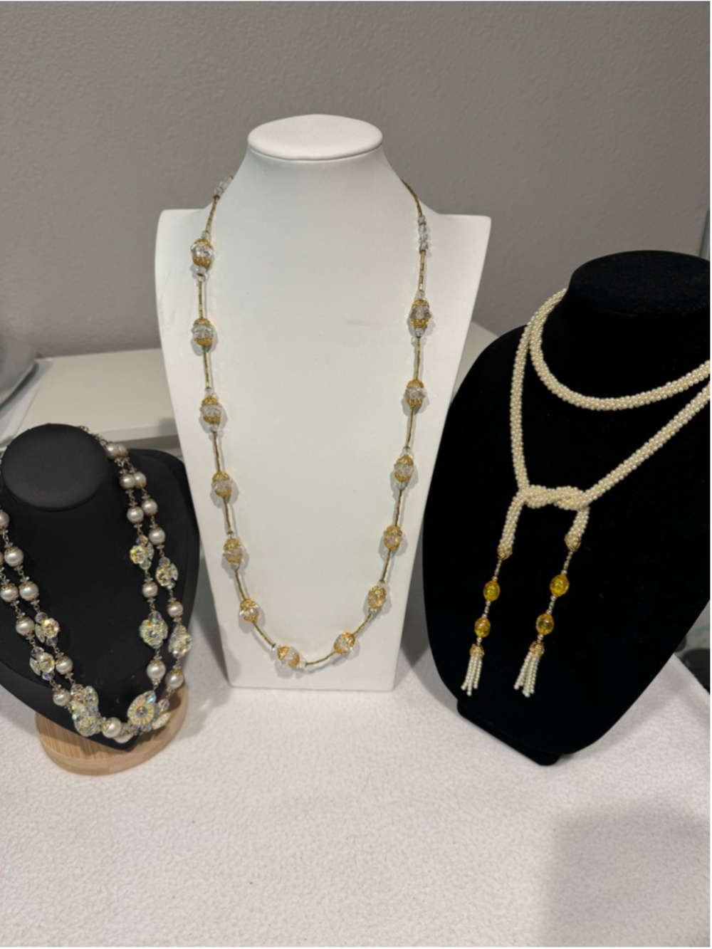 Women's Unbranded 3 piece necklaces Gold-tone Clear Crystal faux pearls